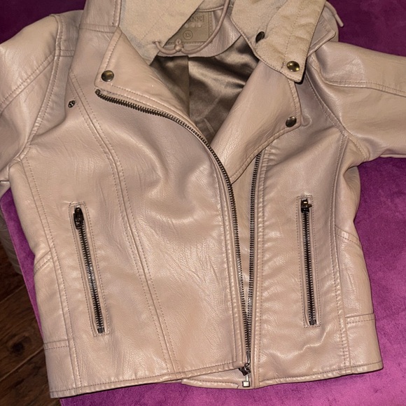 Blank NYC Taupe Leather Jacket with Removable Hood XS Women’s Coat XS - Picture 8 of 12